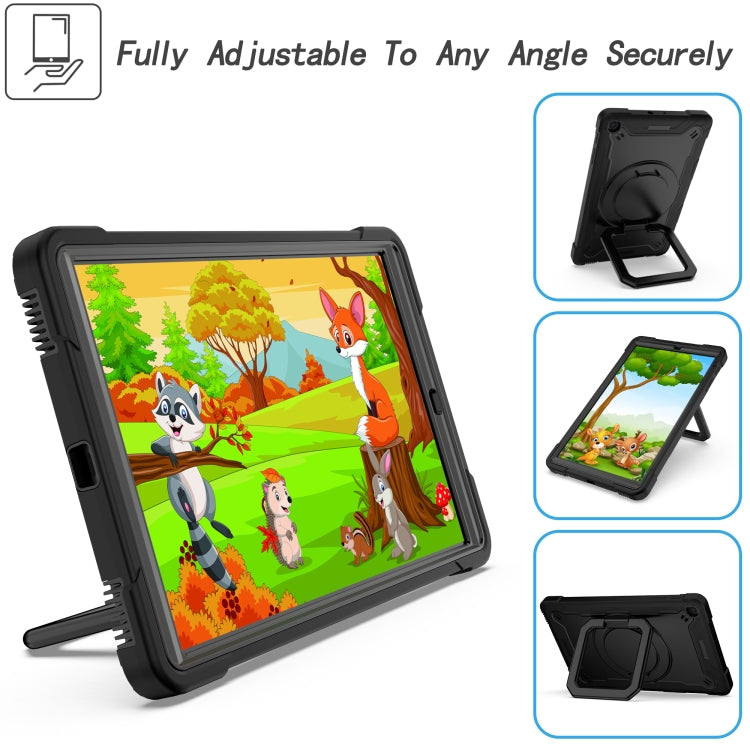 For Samsung Galaxy Tab A10.1 (2019) T510 Contrast Color Shockproof Robot Silicone + PC Case with Wristband Holder