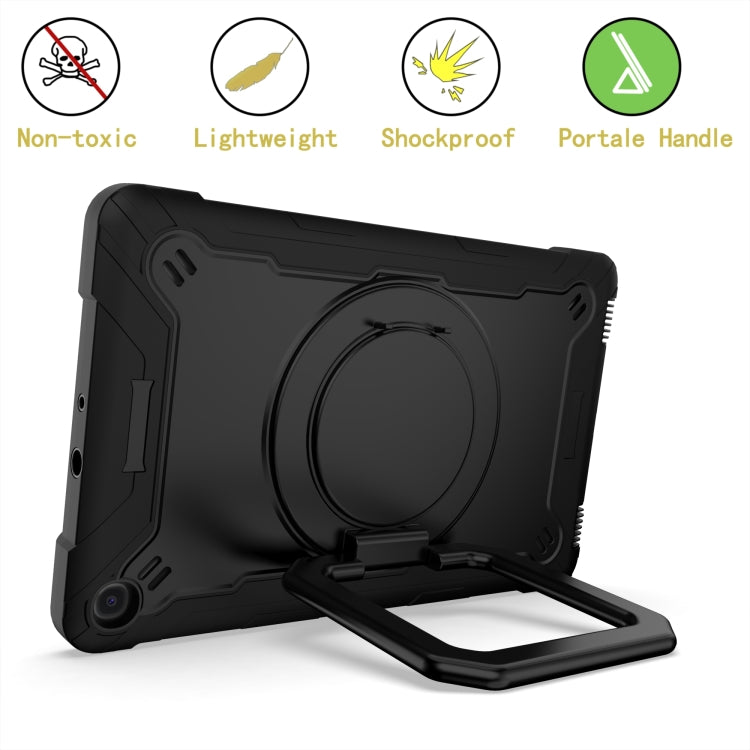 For Samsung Galaxy Tab A10.1 (2019) T510 Contrast Color Shockproof Robot Silicone + PC Case with Wristband Holder