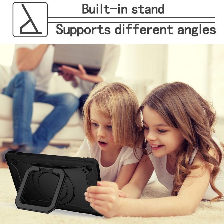 For Samsung Galaxy Tab A10.1 (2019) T510 Contrast Color Shockproof Robot Silicone + PC Case with Wristband Holder