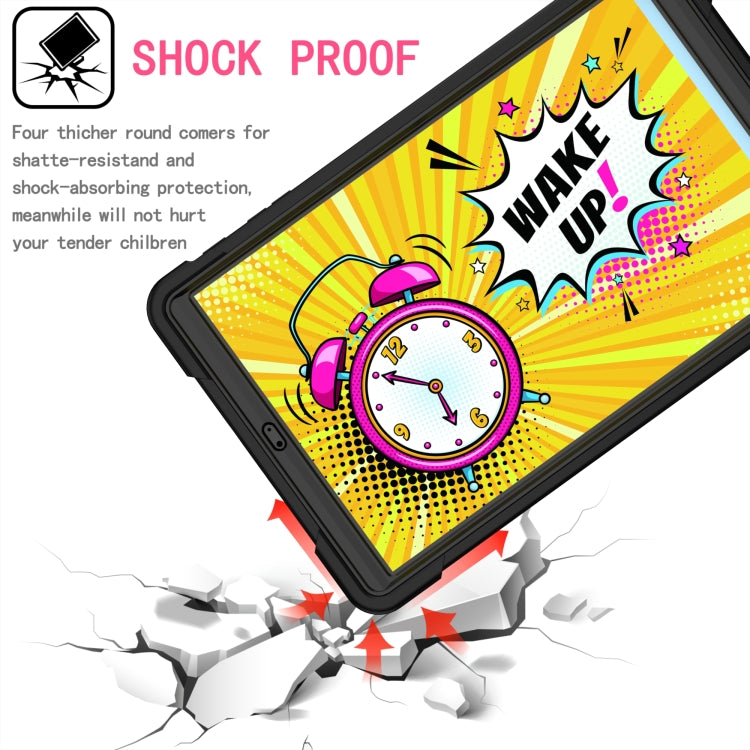 For Samsung Galaxy Tab A10.1 (2019) T510 Contrast Color Shockproof Robot Silicone + PC Case with Wristband Holder