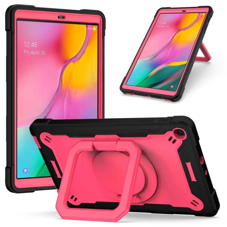 For Samsung Galaxy Tab A10.1 (2019) T510 Contrast Color Shockproof Robot Silicone + PC Case with Wristband Holder