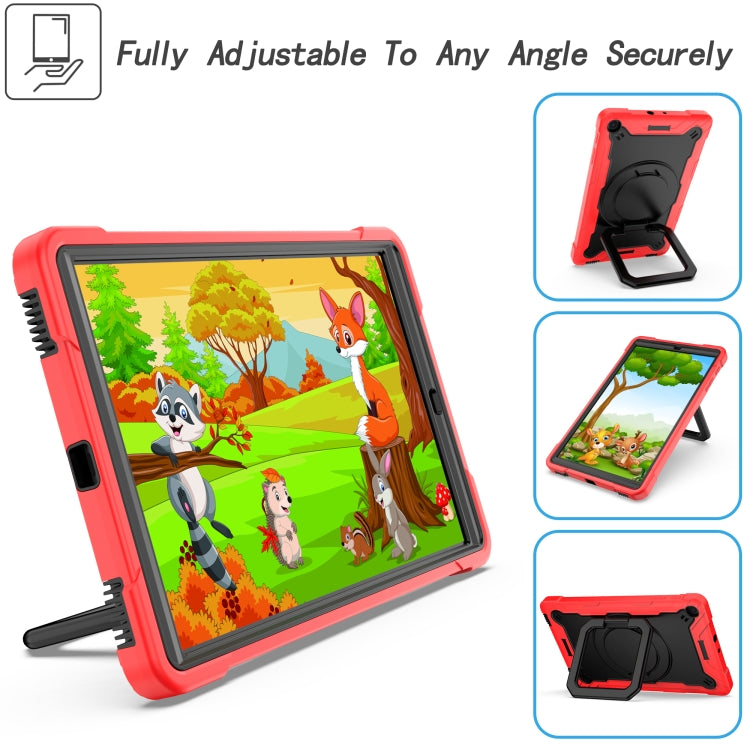 For Samsung Galaxy Tab A10.1 (2019) T510 Contrast Color Shockproof Robot Silicone + PC Case with Wristband Holder