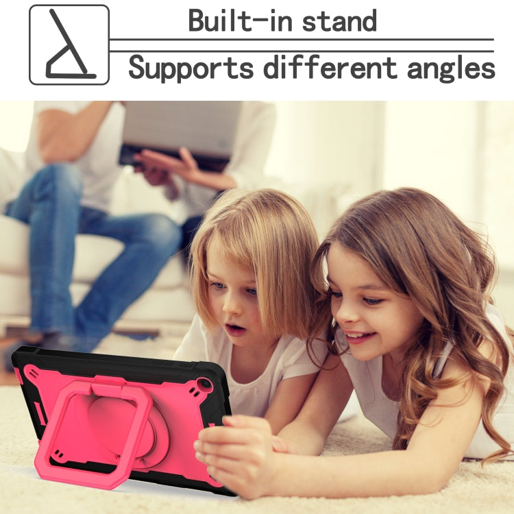 For Samsung Galaxy Tab A10.1 (2019) T510 Contrast Color Shockproof Robot Silicone + PC Case with Wristband Holder