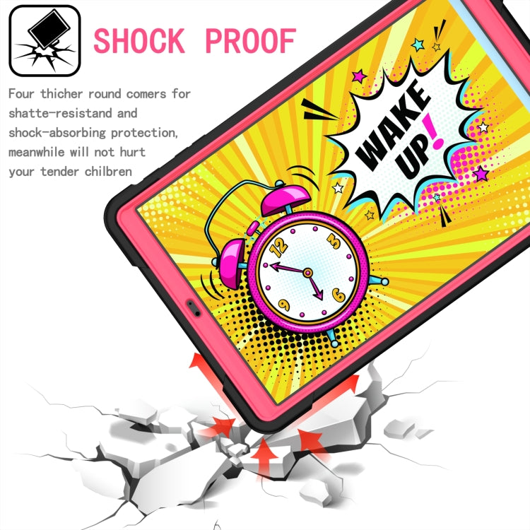 For Samsung Galaxy Tab A10.1 (2019) T510 Contrast Color Shockproof Robot Silicone + PC Case with Wristband Holder
