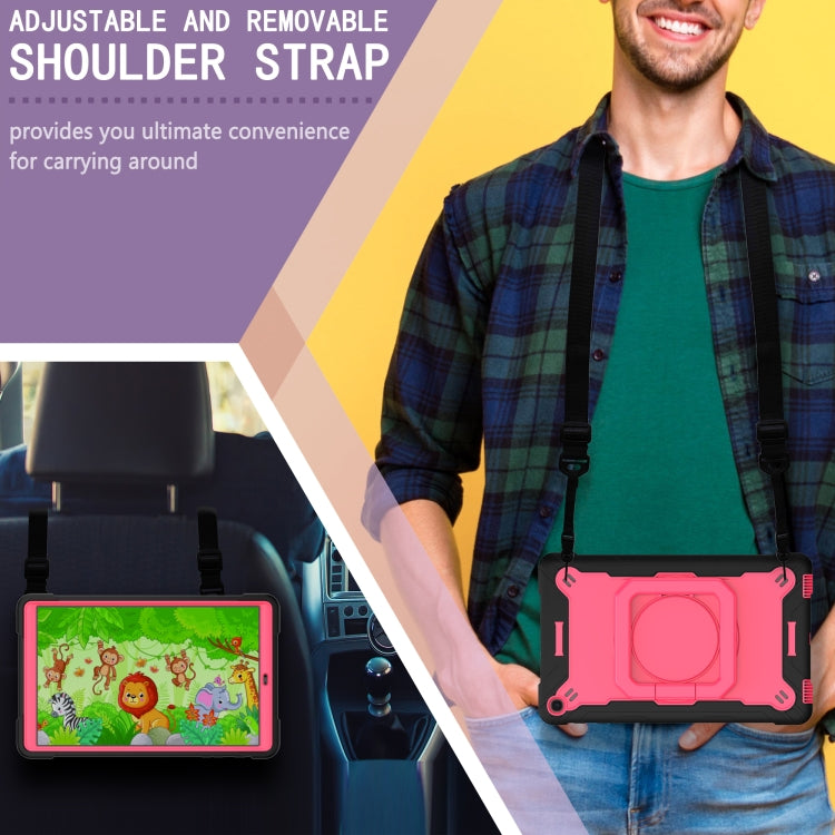 For Samsung Galaxy Tab A10.1 (2019) T510 Contrast Color Shockproof Robot Silicone + PC Case with Wristband Holder