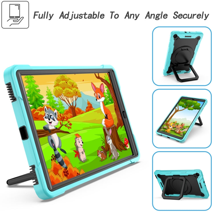 For Samsung Galaxy Tab A10.1 (2019) T510 Contrast Color Shockproof Robot Silicone + PC Case with Wristband Holder