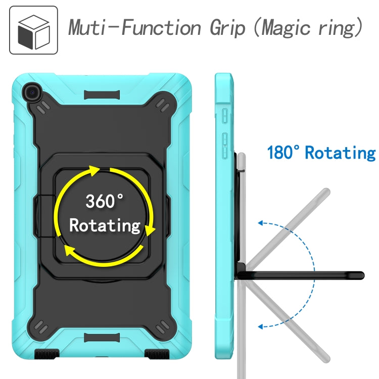 For Samsung Galaxy Tab A10.1 (2019) T510 Contrast Color Shockproof Robot Silicone + PC Case with Wristband Holder