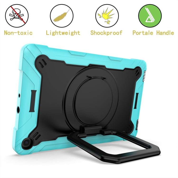 For Samsung Galaxy Tab A10.1 (2019) T510 Contrast Color Shockproof Robot Silicone + PC Case with Wristband Holder