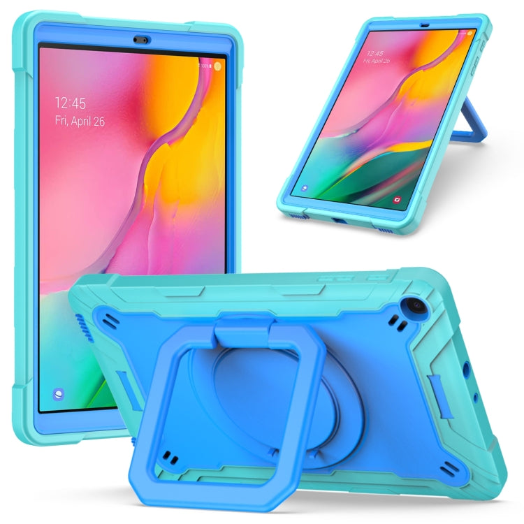 For Samsung Galaxy Tab A10.1 (2019) T510 Contrast Color Shockproof Robot Silicone + PC Case with Wristband Holder