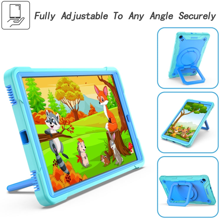For Samsung Galaxy Tab A10.1 (2019) T510 Contrast Color Shockproof Robot Silicone + PC Case with Wristband Holder