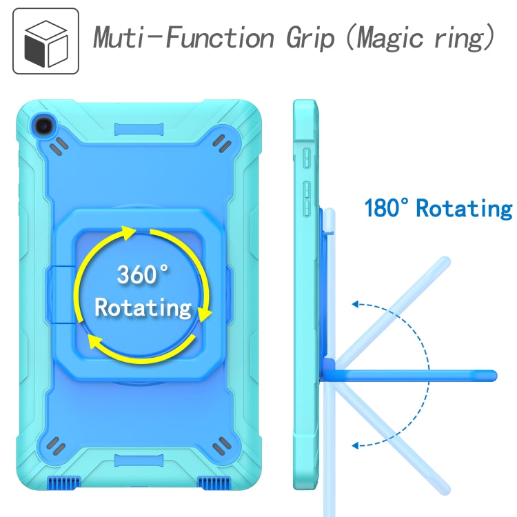 For Samsung Galaxy Tab A10.1 (2019) T510 Contrast Color Shockproof Robot Silicone + PC Case with Wristband Holder