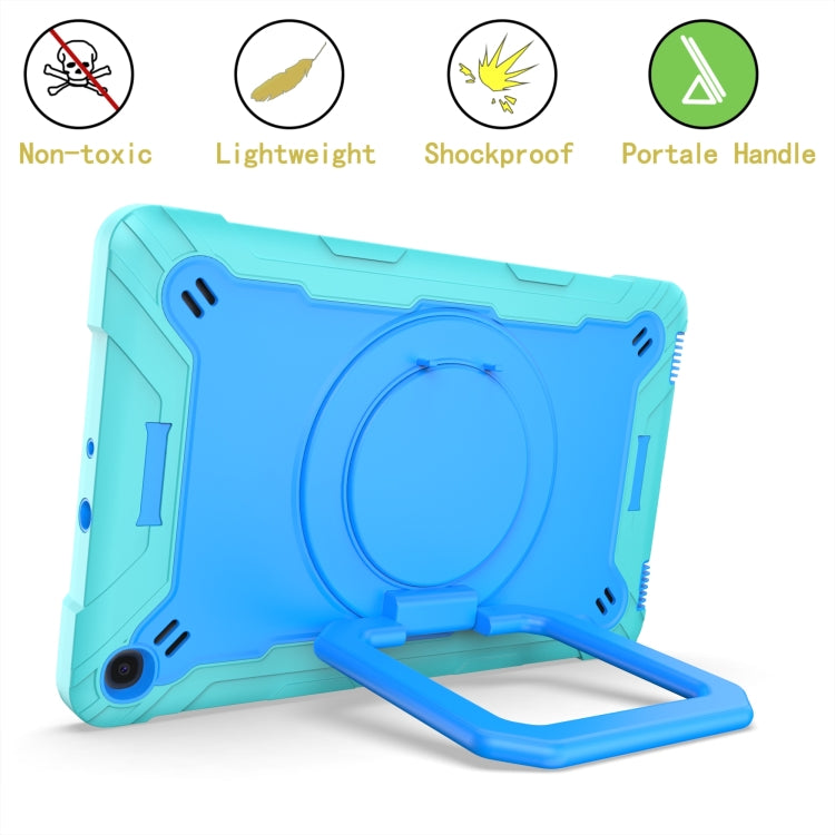 For Samsung Galaxy Tab A10.1 (2019) T510 Contrast Color Shockproof Robot Silicone + PC Case with Wristband Holder