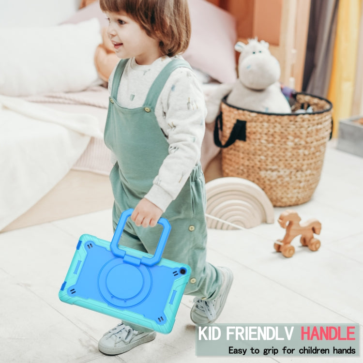 For Samsung Galaxy Tab A10.1 (2019) T510 Contrast Color Shockproof Robot Silicone + PC Case with Wristband Holder