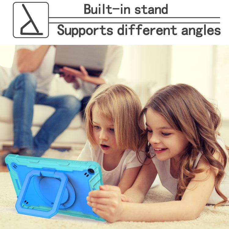 For Samsung Galaxy Tab A10.1 (2019) T510 Contrast Color Shockproof Robot Silicone + PC Case with Wristband Holder