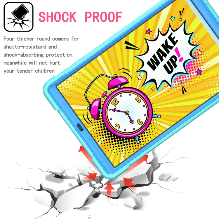 For Samsung Galaxy Tab A10.1 (2019) T510 Contrast Color Shockproof Robot Silicone + PC Case with Wristband Holder