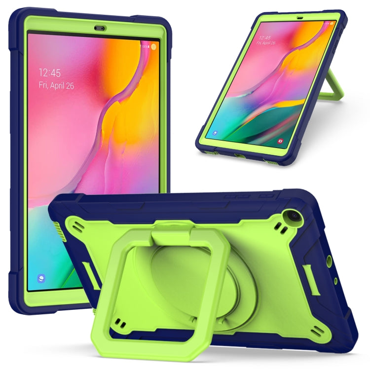 For Samsung Galaxy Tab A10.1 (2019) T510 Contrast Color Shockproof Robot Silicone + PC Case with Wristband Holder