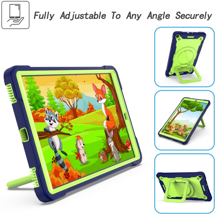 For Samsung Galaxy Tab A10.1 (2019) T510 Contrast Color Shockproof Robot Silicone + PC Case with Wristband Holder
