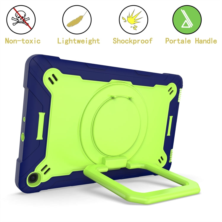 For Samsung Galaxy Tab A10.1 (2019) T510 Contrast Color Shockproof Robot Silicone + PC Case with Wristband Holder