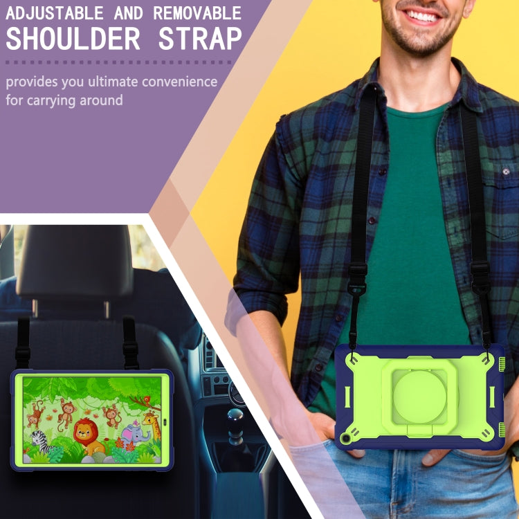 For Samsung Galaxy Tab A10.1 (2019) T510 Contrast Color Shockproof Robot Silicone + PC Case with Wristband Holder