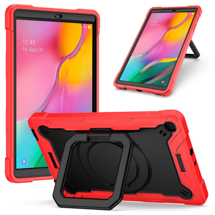 For Samsung Galaxy Tab A10.1 (2019) T510 Contrast Color Shockproof Robot Silicone + PC Case with Wristband Holder