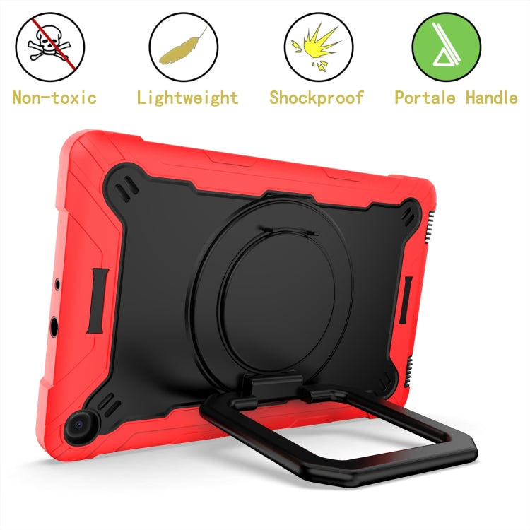 For Samsung Galaxy Tab A10.1 (2019) T510 Contrast Color Shockproof Robot Silicone + PC Case with Wristband Holder