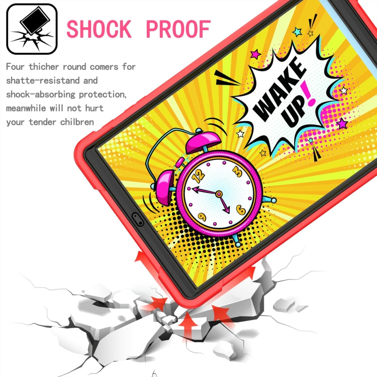 For Samsung Galaxy Tab A10.1 (2019) T510 Contrast Color Shockproof Robot Silicone + PC Case with Wristband Holder