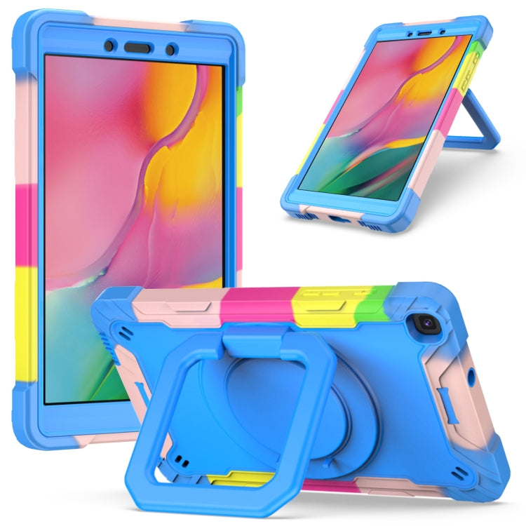 For Samsung Galaxy Tab A 8.0 (2019) T290 Contrast Color Shockproof Robot Silicone + PC Case with Wristband Holder