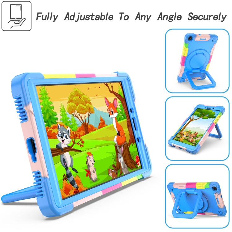 For Samsung Galaxy Tab A 8.0 (2019) T290 Contrast Color Shockproof Robot Silicone + PC Case with Wristband Holder