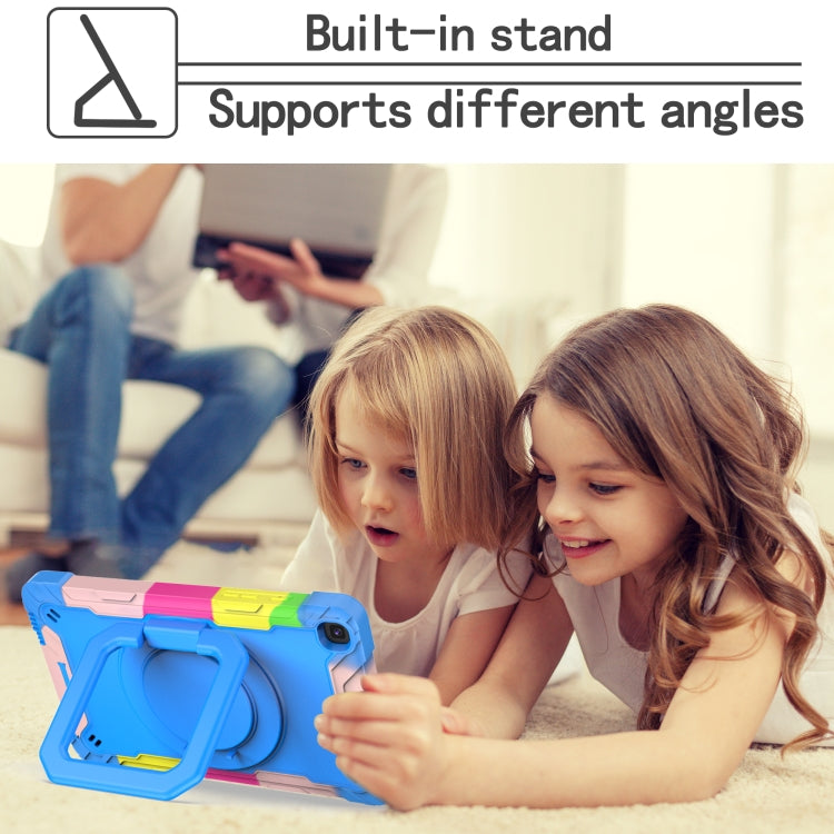For Samsung Galaxy Tab A 8.0 (2019) T290 Contrast Color Shockproof Robot Silicone + PC Case with Wristband Holder