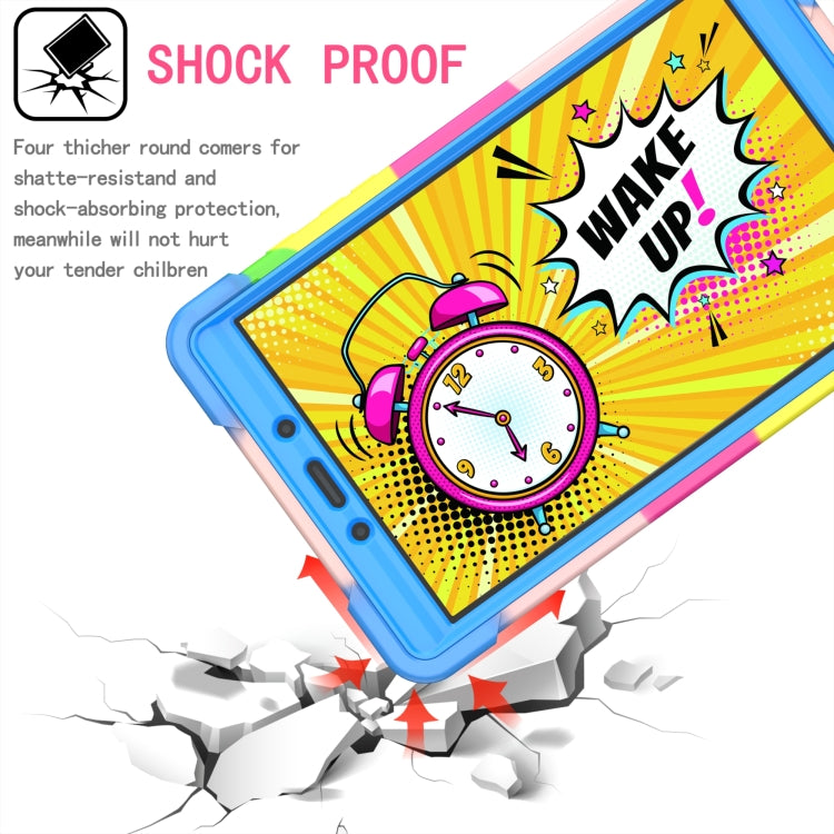 For Samsung Galaxy Tab A 8.0 (2019) T290 Contrast Color Shockproof Robot Silicone + PC Case with Wristband Holder