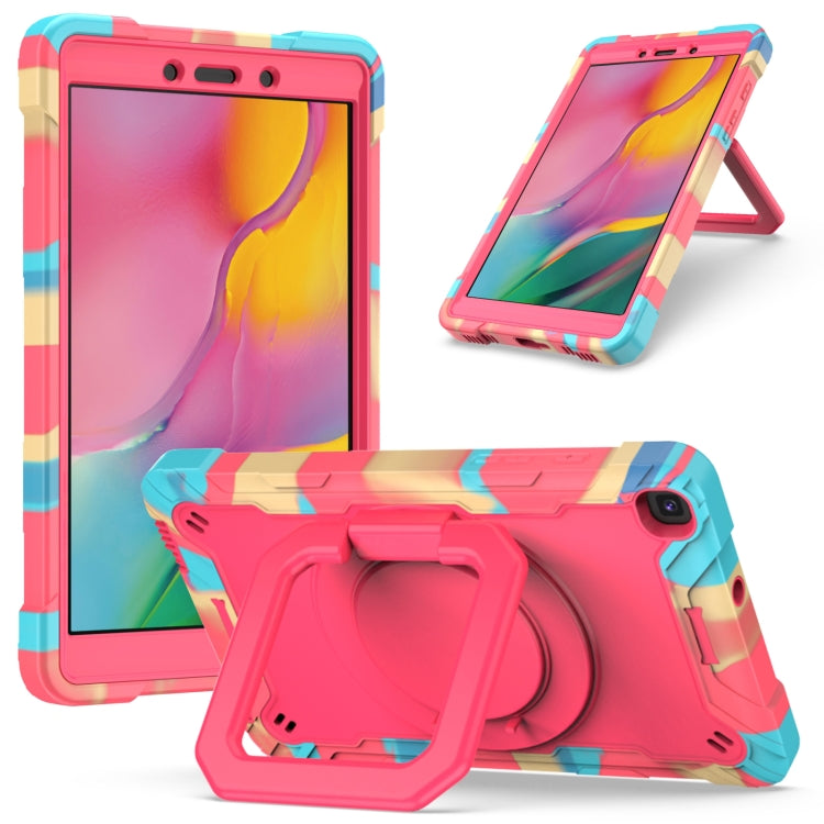 For Samsung Galaxy Tab A 8.0 (2019) T290 Contrast Color Shockproof Robot Silicone + PC Case with Wristband Holder