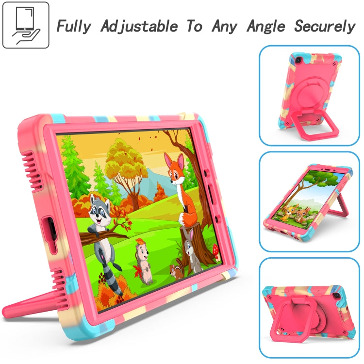 For Samsung Galaxy Tab A 8.0 (2019) T290 Contrast Color Shockproof Robot Silicone + PC Case with Wristband Holder