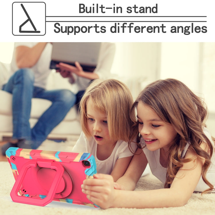 For Samsung Galaxy Tab A 8.0 (2019) T290 Contrast Color Shockproof Robot Silicone + PC Case with Wristband Holder