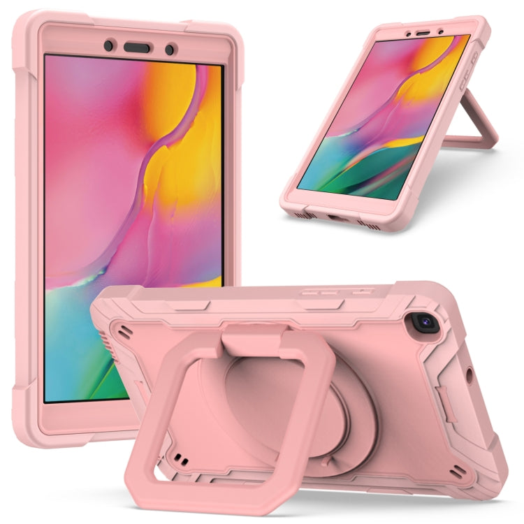 For Samsung Galaxy Tab A 8.0 (2019) T290 Contrast Color Shockproof Robot Silicone + PC Case with Wristband Holder