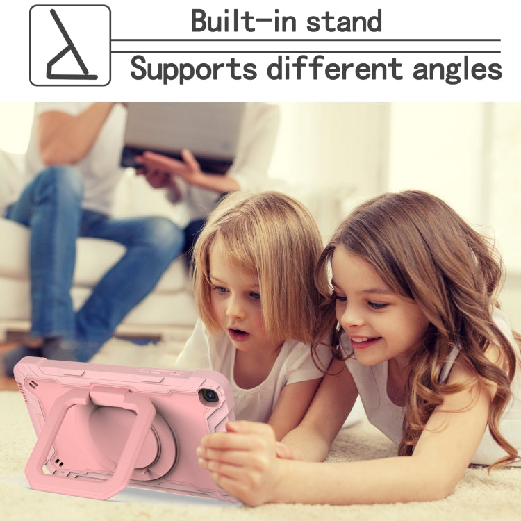 For Samsung Galaxy Tab A 8.0 (2019) T290 Contrast Color Shockproof Robot Silicone + PC Case with Wristband Holder