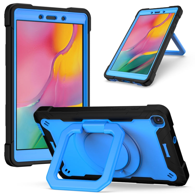 For Samsung Galaxy Tab A 8.0 (2019) T290 Contrast Color Shockproof Robot Silicone + PC Case with Wristband Holder