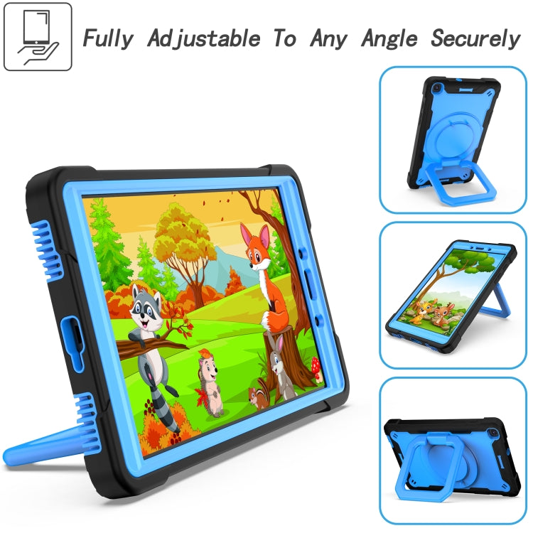 For Samsung Galaxy Tab A 8.0 (2019) T290 Contrast Color Shockproof Robot Silicone + PC Case with Wristband Holder