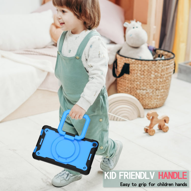 For Samsung Galaxy Tab A 8.0 (2019) T290 Contrast Color Shockproof Robot Silicone + PC Case with Wristband Holder
