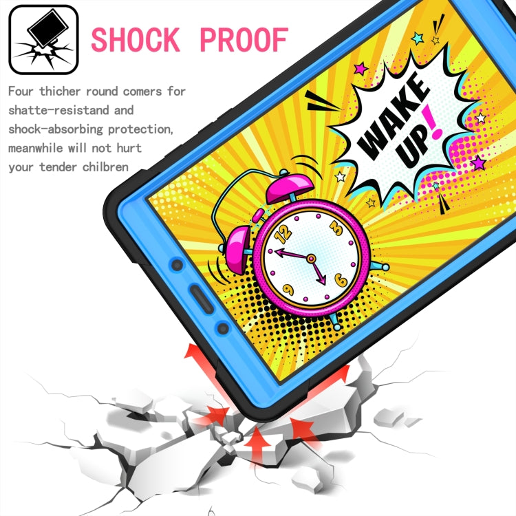 For Samsung Galaxy Tab A 8.0 (2019) T290 Contrast Color Shockproof Robot Silicone + PC Case with Wristband Holder