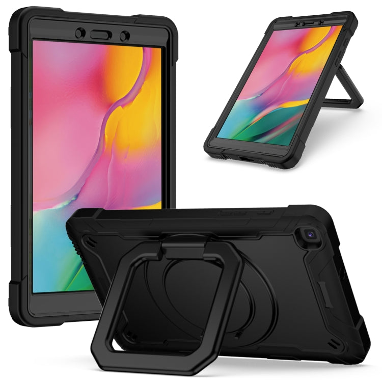 For Samsung Galaxy Tab A 8.0 (2019) T290 Contrast Color Shockproof Robot Silicone + PC Case with Wristband Holder