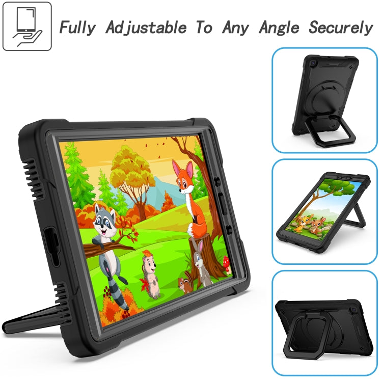 For Samsung Galaxy Tab A 8.0 (2019) T290 Contrast Color Shockproof Robot Silicone + PC Case with Wristband Holder