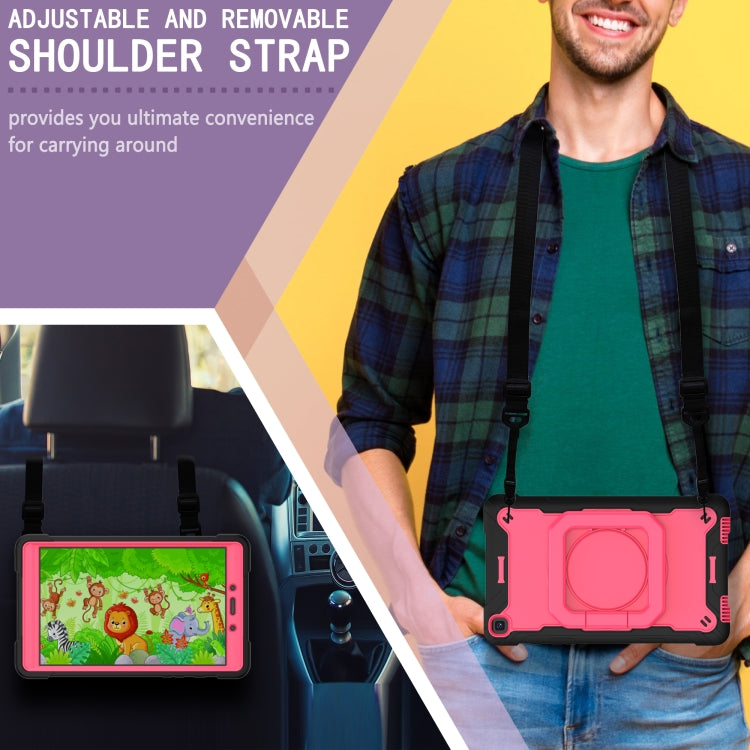 For Samsung Galaxy Tab A 8.0 (2019) T290 Contrast Color Shockproof Robot Silicone + PC Case with Wristband Holder