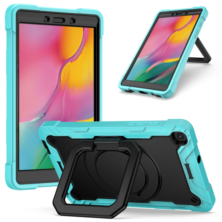 For Samsung Galaxy Tab A 8.0 (2019) T290 Contrast Color Shockproof Robot Silicone + PC Case with Wristband Holder
