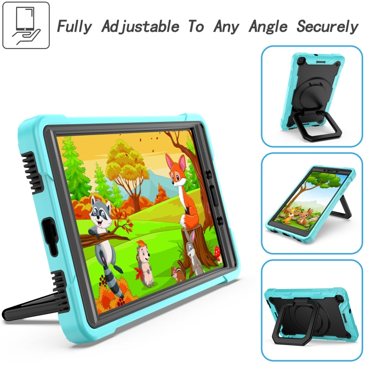 For Samsung Galaxy Tab A 8.0 (2019) T290 Contrast Color Shockproof Robot Silicone + PC Case with Wristband Holder
