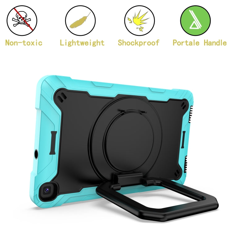 For Samsung Galaxy Tab A 8.0 (2019) T290 Contrast Color Shockproof Robot Silicone + PC Case with Wristband Holder