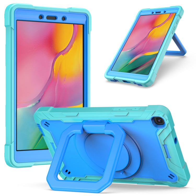 For Samsung Galaxy Tab A 8.0 (2019) T290 Contrast Color Shockproof Robot Silicone + PC Case with Wristband Holder