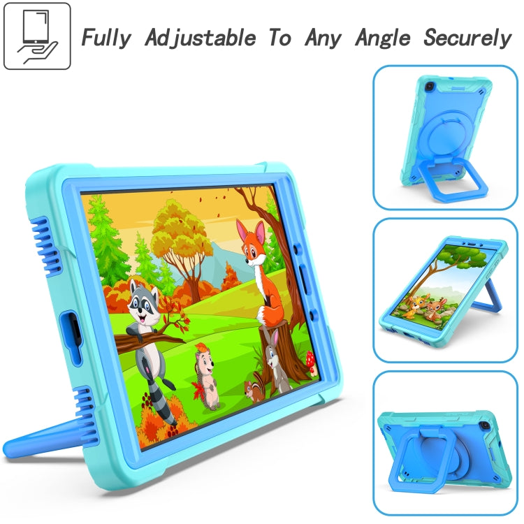 For Samsung Galaxy Tab A 8.0 (2019) T290 Contrast Color Shockproof Robot Silicone + PC Case with Wristband Holder