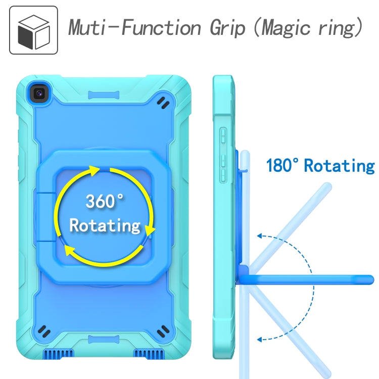 For Samsung Galaxy Tab A 8.0 (2019) T290 Contrast Color Shockproof Robot Silicone + PC Case with Wristband Holder
