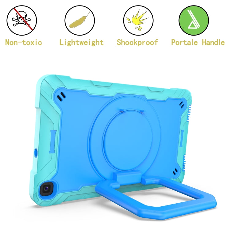 For Samsung Galaxy Tab A 8.0 (2019) T290 Contrast Color Shockproof Robot Silicone + PC Case with Wristband Holder