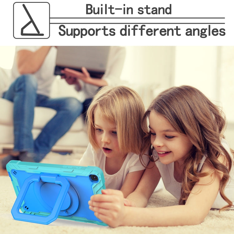 For Samsung Galaxy Tab A 8.0 (2019) T290 Contrast Color Shockproof Robot Silicone + PC Case with Wristband Holder